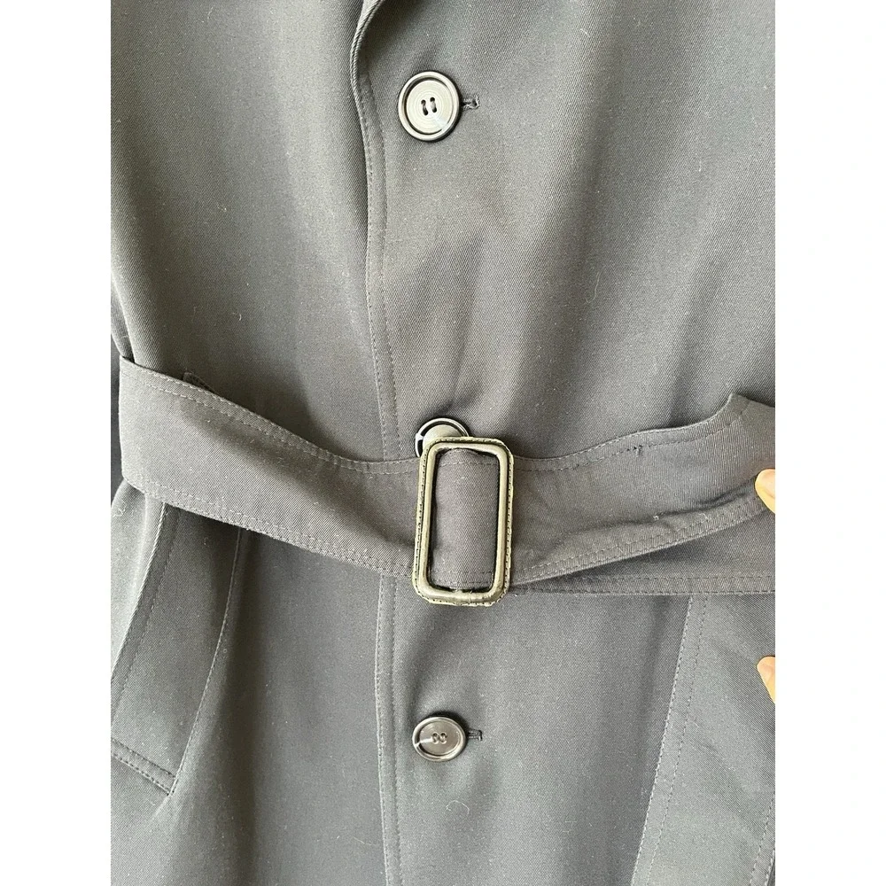 Vintage Cumberland Trench Coat Mens 40R Navy Blue Lined Made in Canada Long Coat